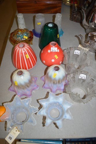 Lot 313 - Glass lamp shades for wall lights, to include:...