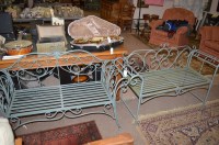 Lot 668 - Two modern green painted wrought iron garden...