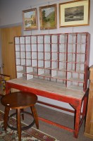 Lot 793 - A red and white painted storage unit, pigeon...