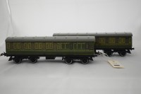 Lot 1572 - Two Hornby 0-gauge No. 2 bogie coaches, to...