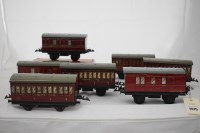 Lot 1575 - Hornby 0-gauge coaches, to include: four...