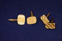Lot 97 - Two pairs of 9ct yellow gold cufflinks, of...