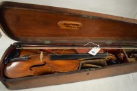 Lot 368 - A full sized violin inscribed to back...
