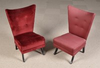 Lot 1035A - Two mid 20th Century red upholstered wing back...