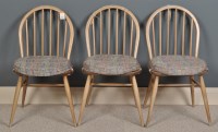 Lot 1050 - Three beech and elm Windsor chairs.