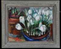 Lot 1228 - Anne Carrick - ''Crocuses'', signed, oil on...