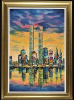 Lot 1283 - A*** Carr - ''Twin Towers'', signed, oil on...
