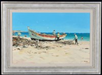 Lot 1284 - Allan Nelson - ''Preparing the Nets'', signed,...
