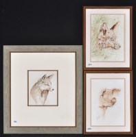 Lot 1355 - J*** P*** - two studies of foxes and a similar...