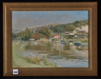 Lot 1360 - Jeanne Courtauld - ''Autumn Sunday, Amberley'',...