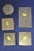 Lot 4 - Four silver cigarette cases, one with engraved...