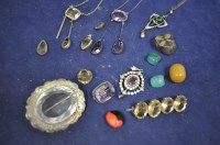 Lot 48 - An amethyst Edwardian drop pendant; a similar...