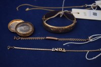 Lot 69 - An 18ct. gold cased fob watch (damaged); a 9ct....