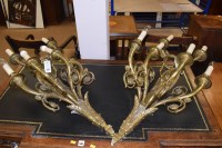 Lot 337 - A pair of 20th Century brass electric wall...