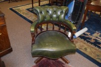 Lot 541 - A reproduction Victorian style desk chair, the...