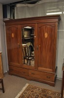 Lot 620 - An Edwardian inlaid mahogany wardrobe with...