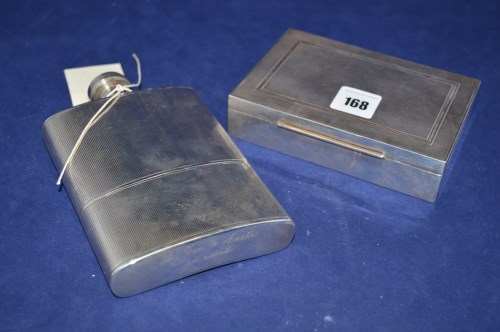 Lot 168 - A white metal hip flask, stamped '925' to...