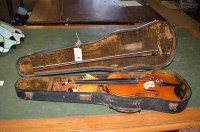 Lot 418 - An early 20th Century violin baring 'Wilhelm...