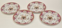 Lot 4 - Six Chinese style armorial dishes, four with...