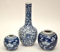 Lot 11 - Chinese blue and white bottle vase, with lotus...