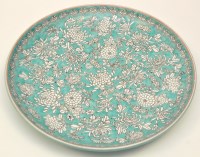 Lot 36 - Chinese white enamel and turquoise ground...