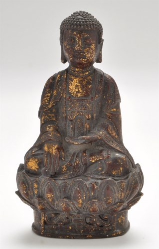 Lot 45 - Chinese lacquered and gilded iron figure of...