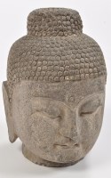 Lot 49 - Hardstone Buddha head, with tightly curled...