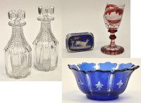 Lot 64 - Pair of cut glass decanters and stoppers, with...