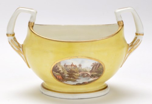 Lot 84 - Derby yellow ground sucrier, with two...