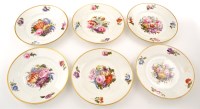 Lot 87 - Six Derby white ground circular dishes painted...