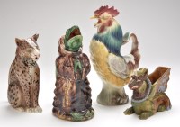Lot 111 - Four Majolica zoomorphic ewers, two are French...