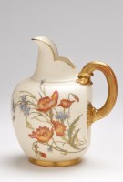 Lot 119 - Royal Worcester pencilled ivory ewer, of oval...