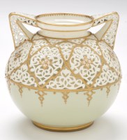 Lot 122 - Grainger & Co. two-handled pot pourri vase, of...