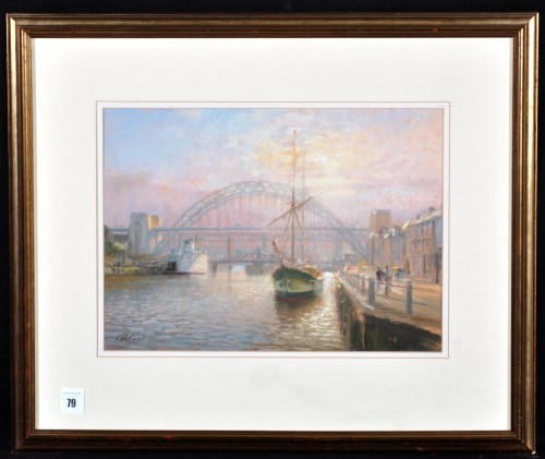 Lot 173 - Walter Holmes (1936- ) Newcastle Quayside with...
