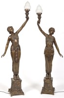Lot 349 - A pair of Art Deco style patinated bronze...