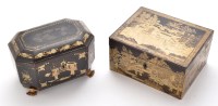 Lot 365 - Two 19th Century Chinese lacquered tea caddies,...