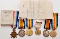 Lot 383 - WWI family medals awarded to Ralph Boig Young...
