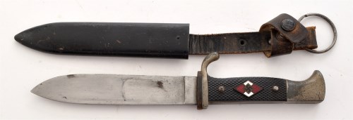 Lot 390 - A German WWII Hitler Youth knife, the 14cm (5...