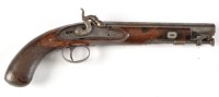 Lot 429 - A late 18th Century inverted percussion pistol,...