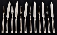 Lot 475 - Six George V fruit knives and forks, by...