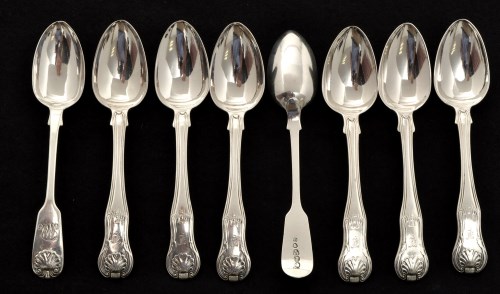 Lot 486 - A set of six silver teaspoons, by Thomas...