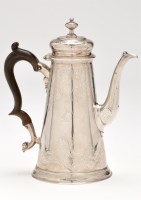 Lot 508 - A George II silver coffee pot, possibly by...