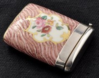 Lot 535 - A Coalport silver mounted vesta case, hallmark...