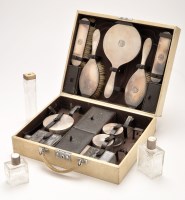 Lot 540 - A George VI silver backed cased dressing set...