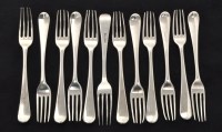 Lot 551 - A set of twelve silver dessert forks, by...