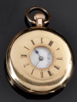 Lot 609 - A 14ct. gold cased Swiss pocket watch, the...