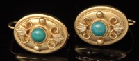 Lot 665 - A pair of etruscan revival turquoise and...