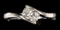 Lot 718 - A single stone diamond ring, the oval...