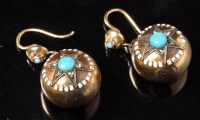 Lot 734 - A pair of Victorian turquoise diamond enamel...