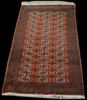 Lot 779 - A Turkoman rug, decorated with 13 x 3 teke gul...